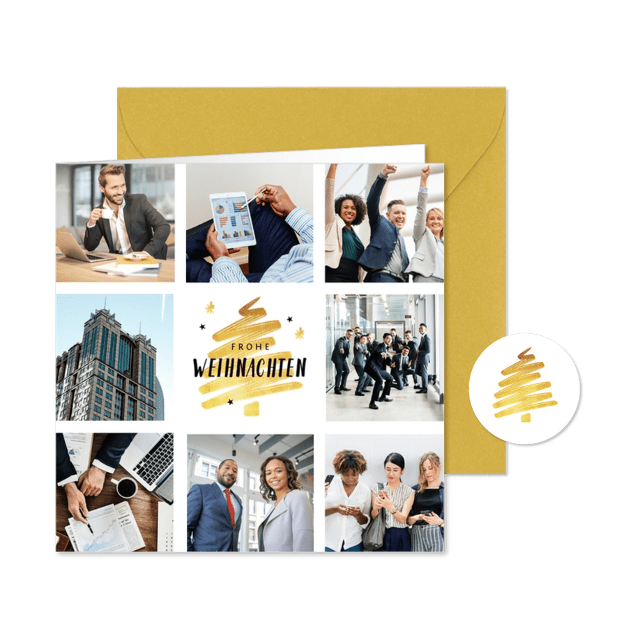 Geschäftliche Weihnachtskarte mit 8 Fotos - Karteneindruck