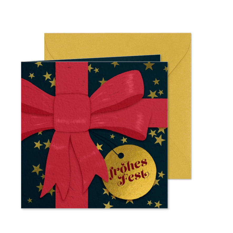 Geschäftliche Weihnachtskarte mit Schleife - Karteneindruck
