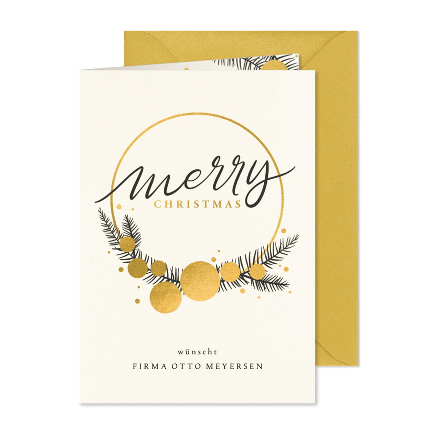 Geschäftliche Weihnachtskarte mit Tannenzweigen - Karteneindruck