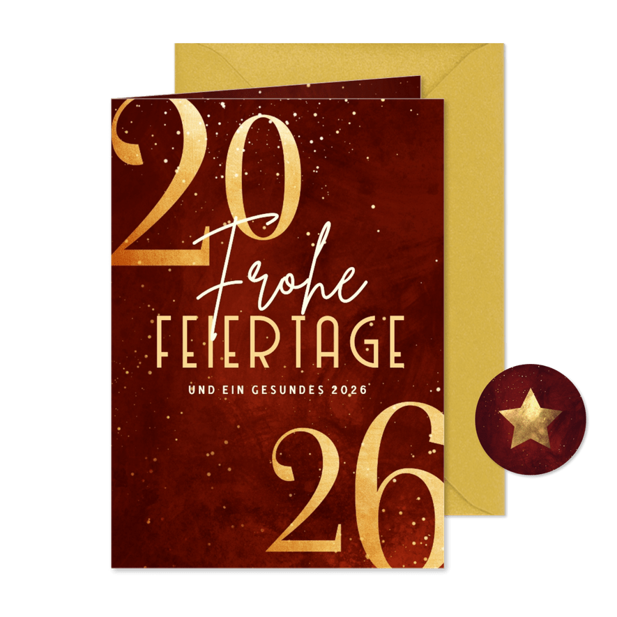 Geschäftliche Weihnachtskarte rotgold - Karteneindruck
