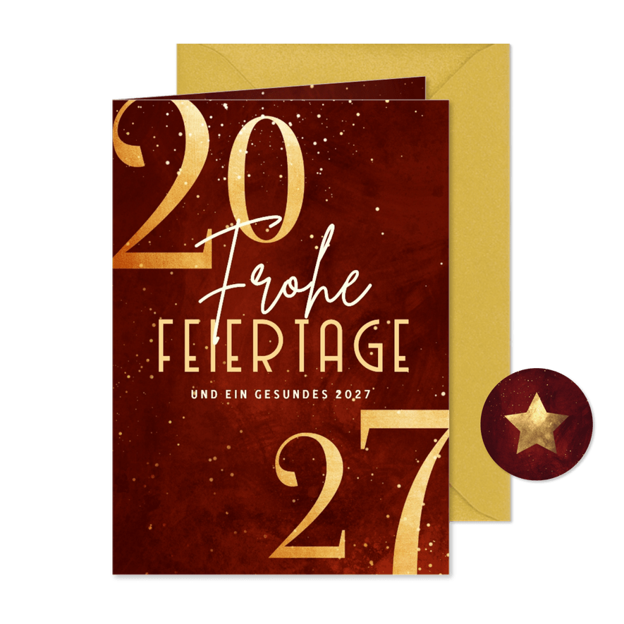 Geschäftliche Weihnachtskarte rotgold - Kartenvorschau
