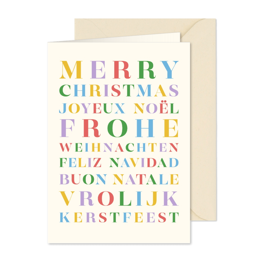 Geschäftliche Weihnachtskarte Sprachen international - Karteneindruck
