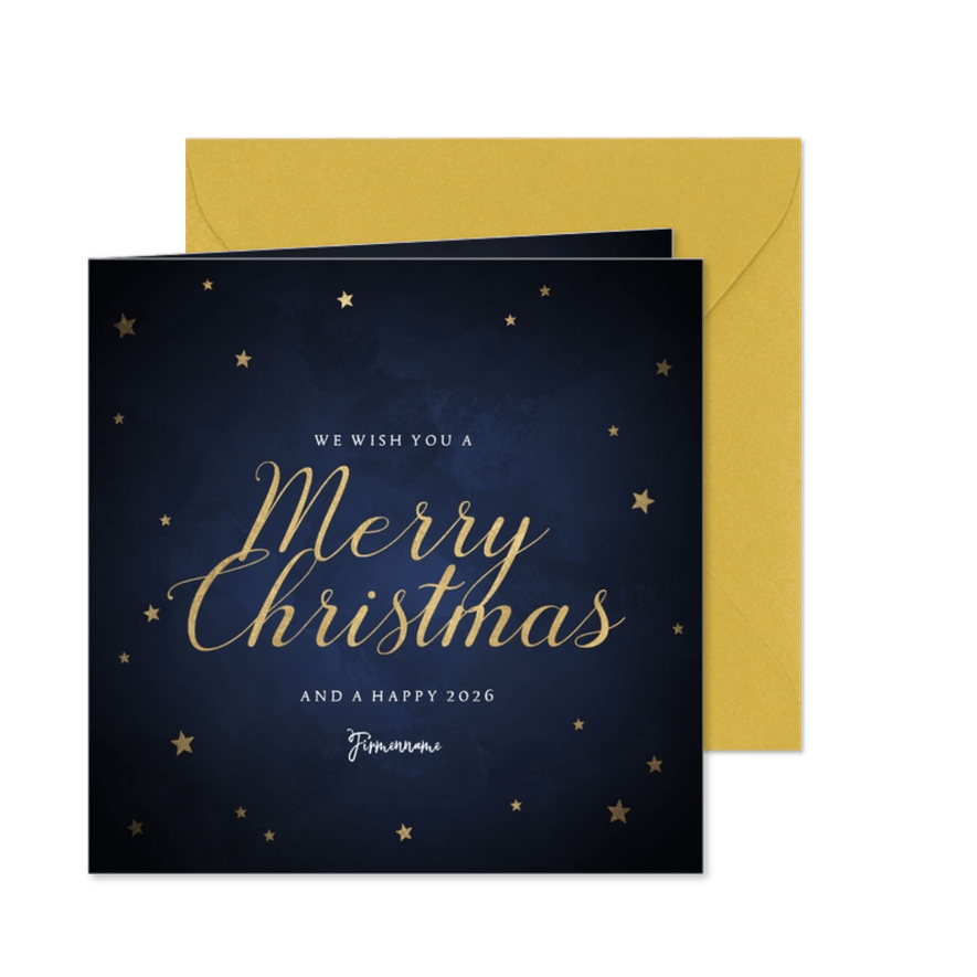 Geschäftliche Weihnachtskarte Sterne und Merry Christmas - Karteneindruck