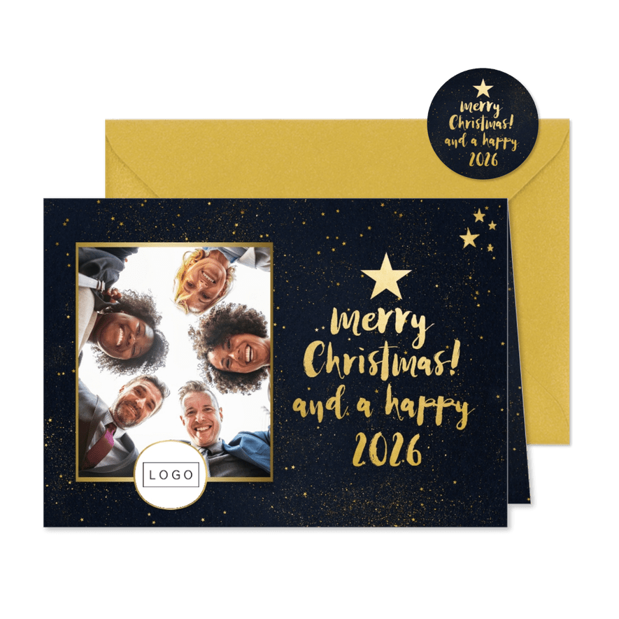 Geschäftliche Weihnachtskarte Sternenhimmel Foto & Logo - Karteneindruck