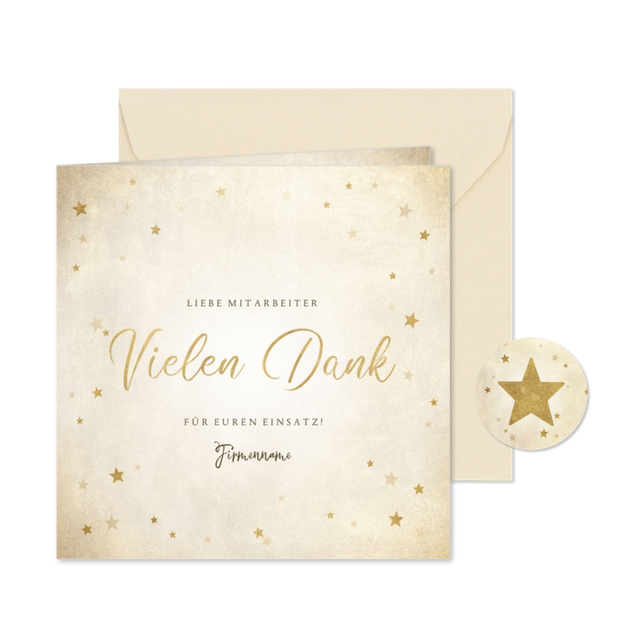 Geschäftliche Weihnachtskarte Vielen Dank mit Sternen - Karteneindruck