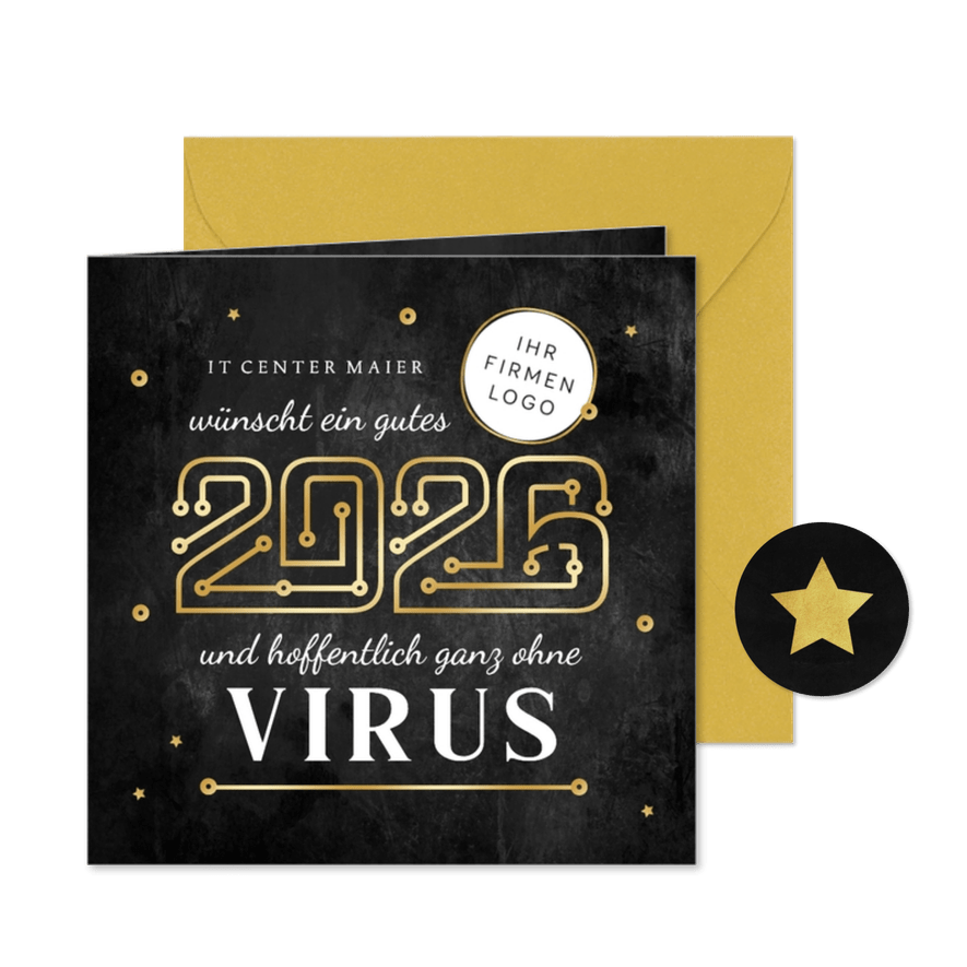 Geschäftliche Weihnachtskarte 'Virusfrei' - Karteneindruck