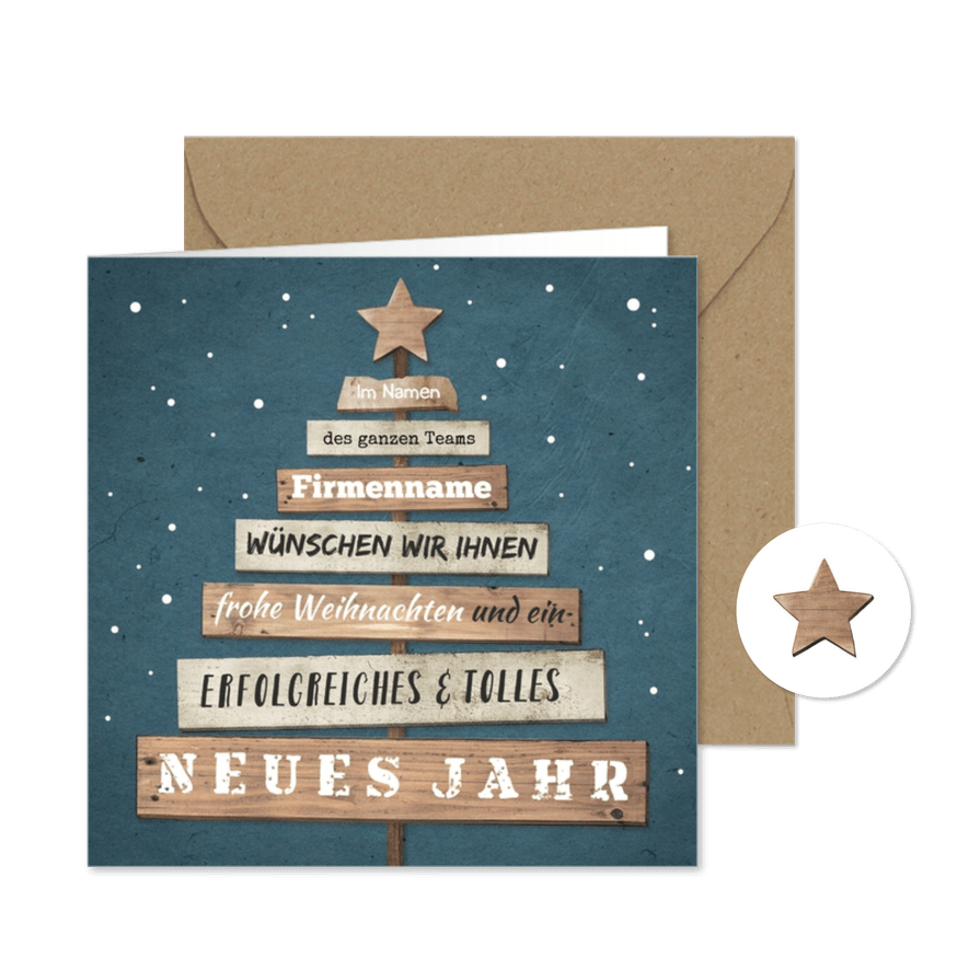 Geschäftliche Weihnachtskarte Wegweiser - Karteneindruck