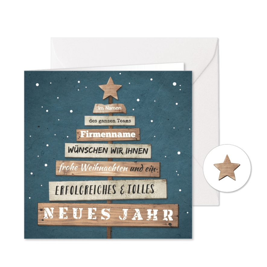 Geschäftliche Weihnachtskarte Wegweiser - Karteneindruck
