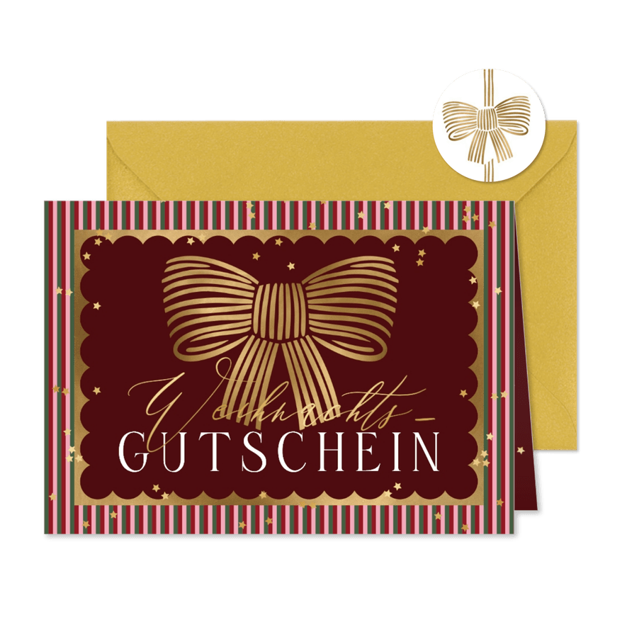 Geschenkgutscheinkarte Weihnachten Schleife - Karteneindruck
