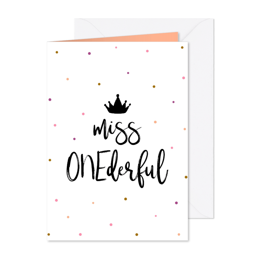 Glückwunschkarte zum 1. Geburtstag 'Miss ONEderful' - Karteneindruck