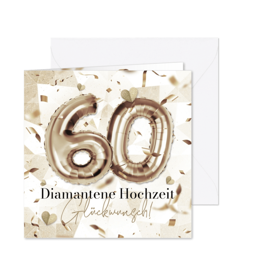 Glückwunsch Diamantene Hochzeit Karte mit 60 - Karteneindruck