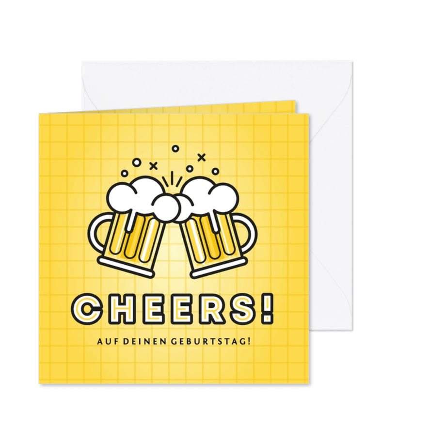 Glückwunsch-Geburtstagskarte Cheers mit Bier - Karteneindruck