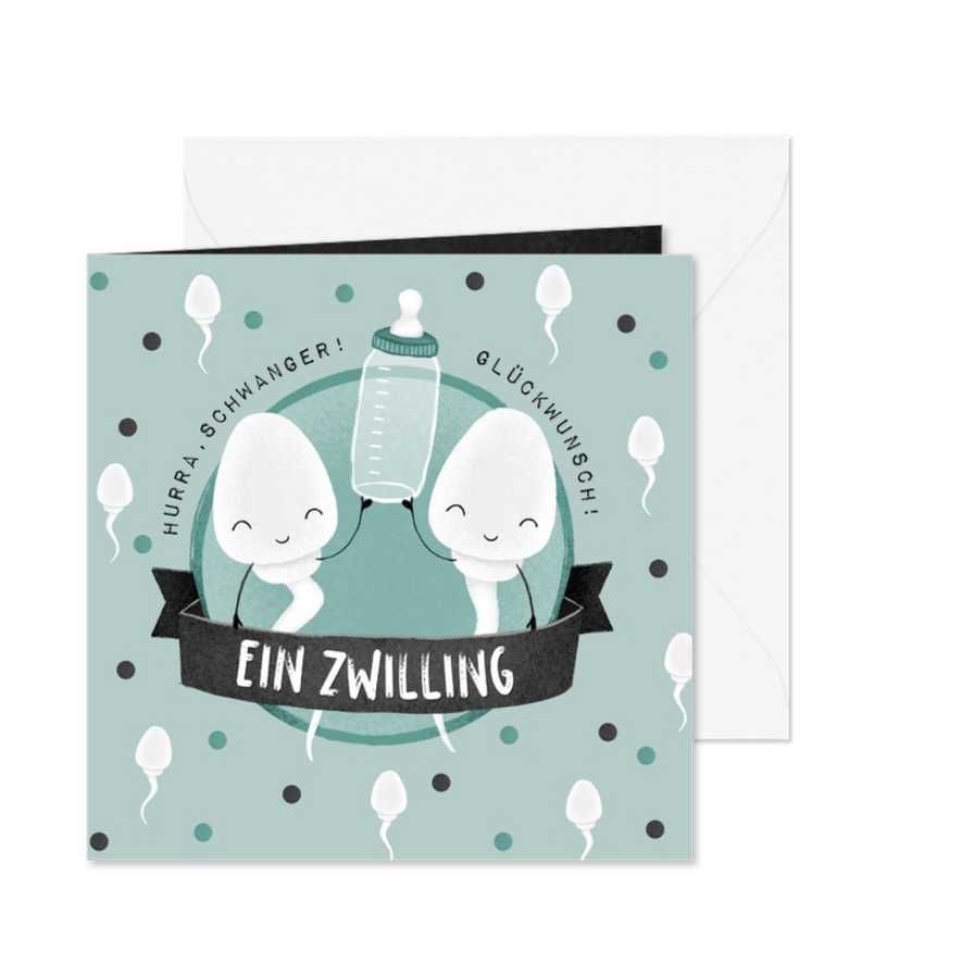 Glückwunsch Karte Schwanger von Zwilling - Karteneindruck