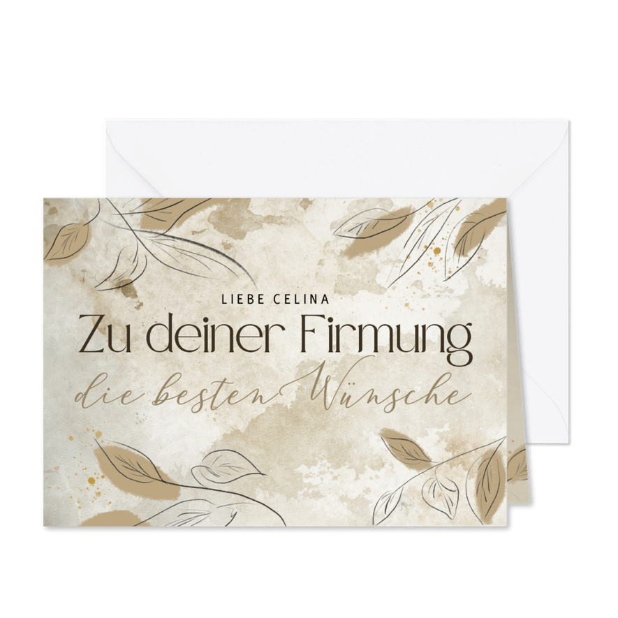 Glückwunsch zur Firmung mit floralen, modernen Elementen - Karteneindruck
