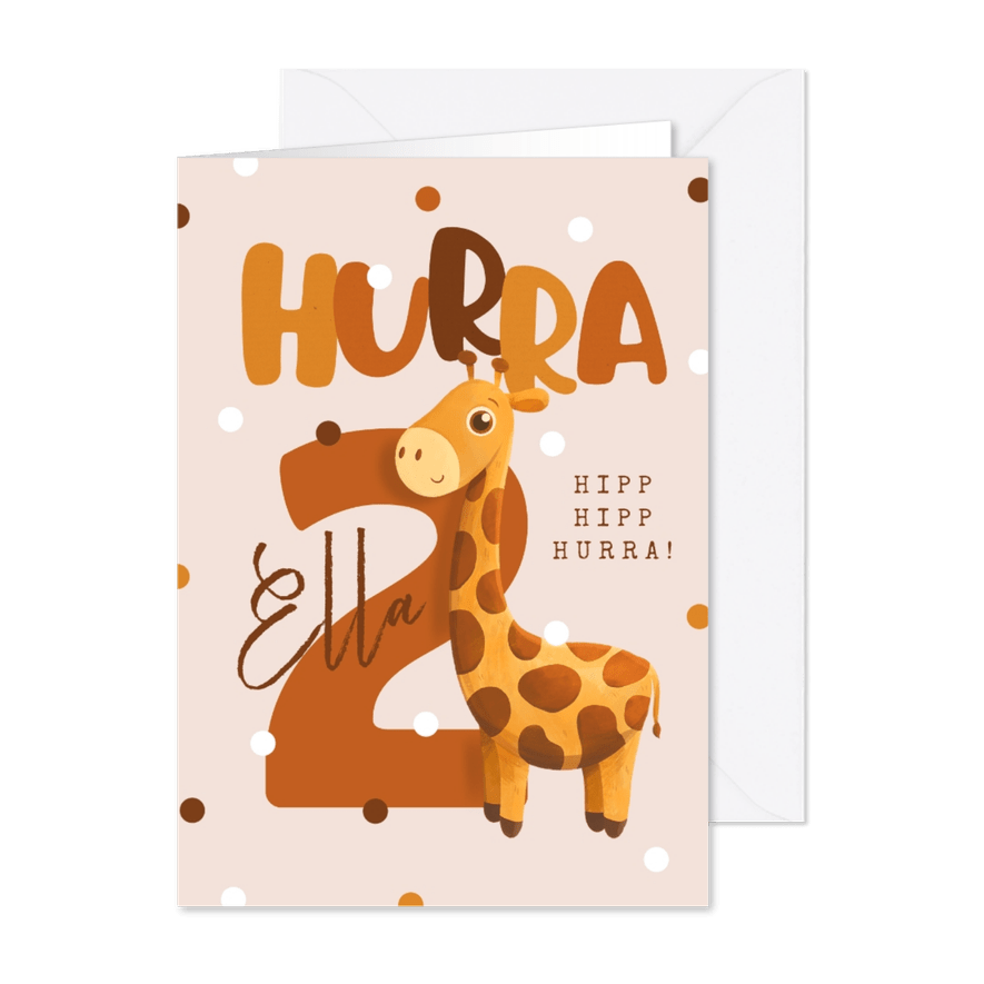 Glückwunschkarte 2. Geburtstag Giraffe - Karteneindruck