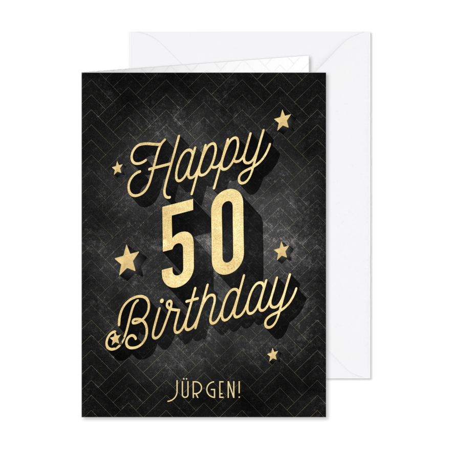 Glückwunschkarte 50. Geburtstag Vintage - Karteneindruck