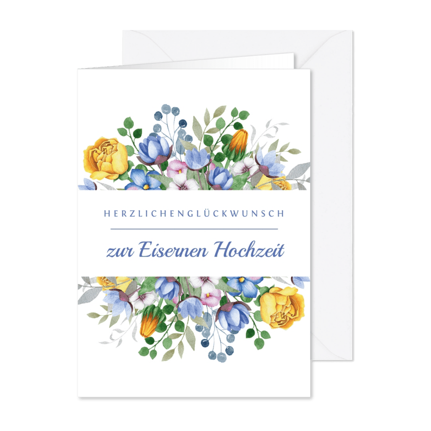 Glückwunschkarte 65. Hochzeitstag klassische Blumen - Karteneindruck