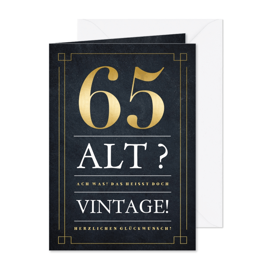 Glückwunschkarte 65 Jahre Vintage - Karteneindruck