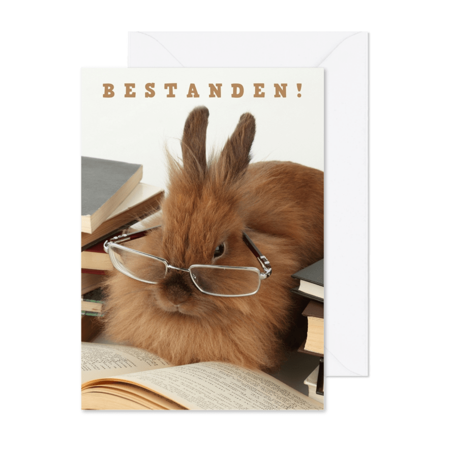 Glückwunschkarte Bestanden Kaninchen - Karteneindruck
