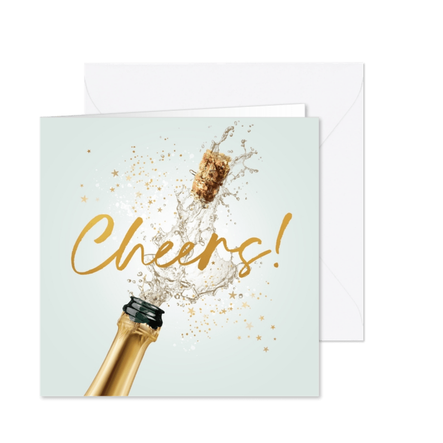 Glückwunschkarte 'Cheers' Sektflasche - Karteneindruck