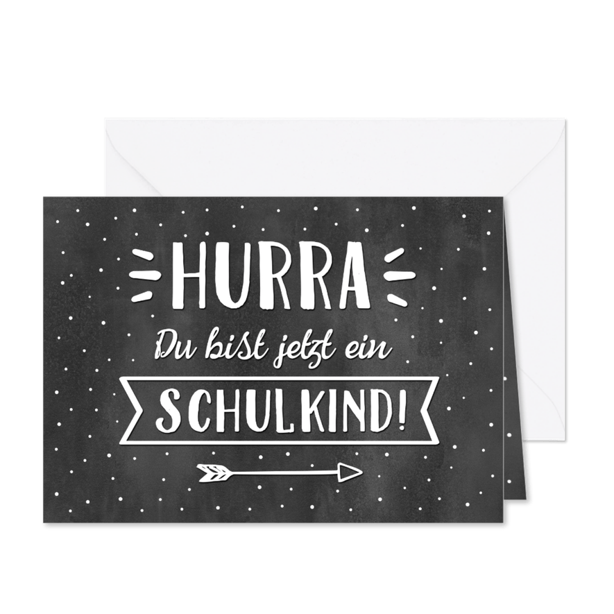 Glückwunschkarte Einschulung schwarze Tafel - Karteneindruck