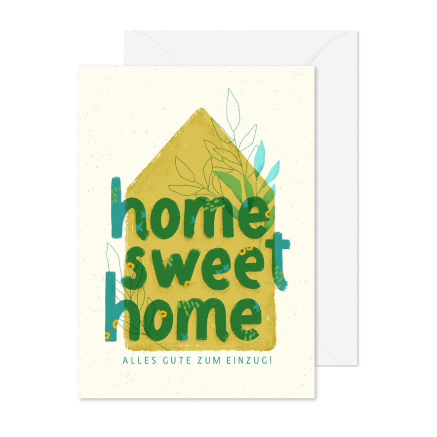 Glückwunschkarte Einzug Home Sweet Home Lettering - Karteneindruck