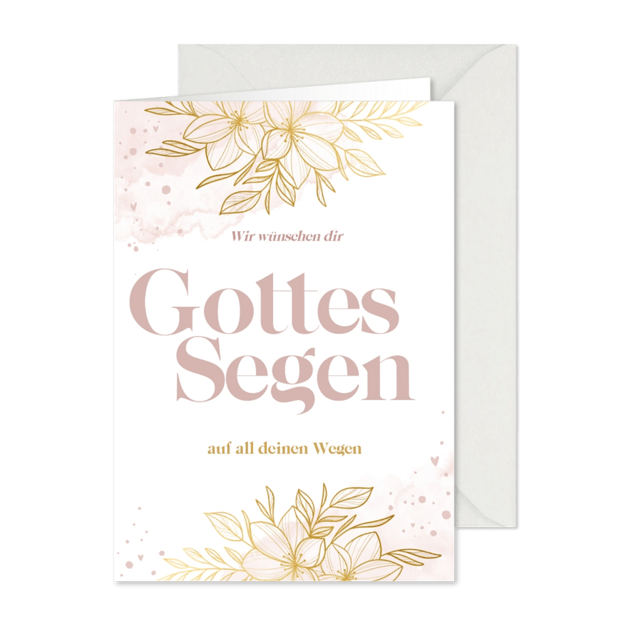 Glückwunschkarte Erstkommunion Blumen 'Gottes Segen' - Karteneindruck