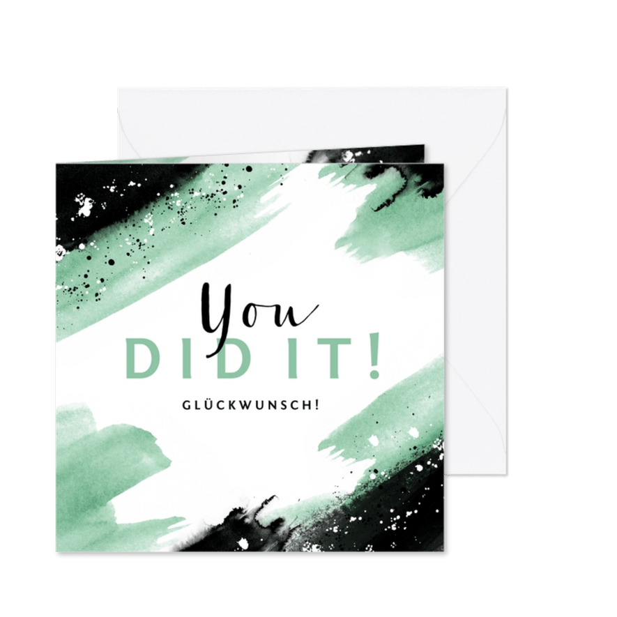 Glückwunschkarte Farbstreifen 'You did it' - Karteneindruck
