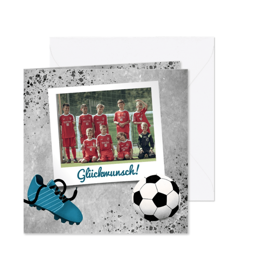 Glückwunschkarte für Fußballmannschaft mit Foto - Karteneindruck