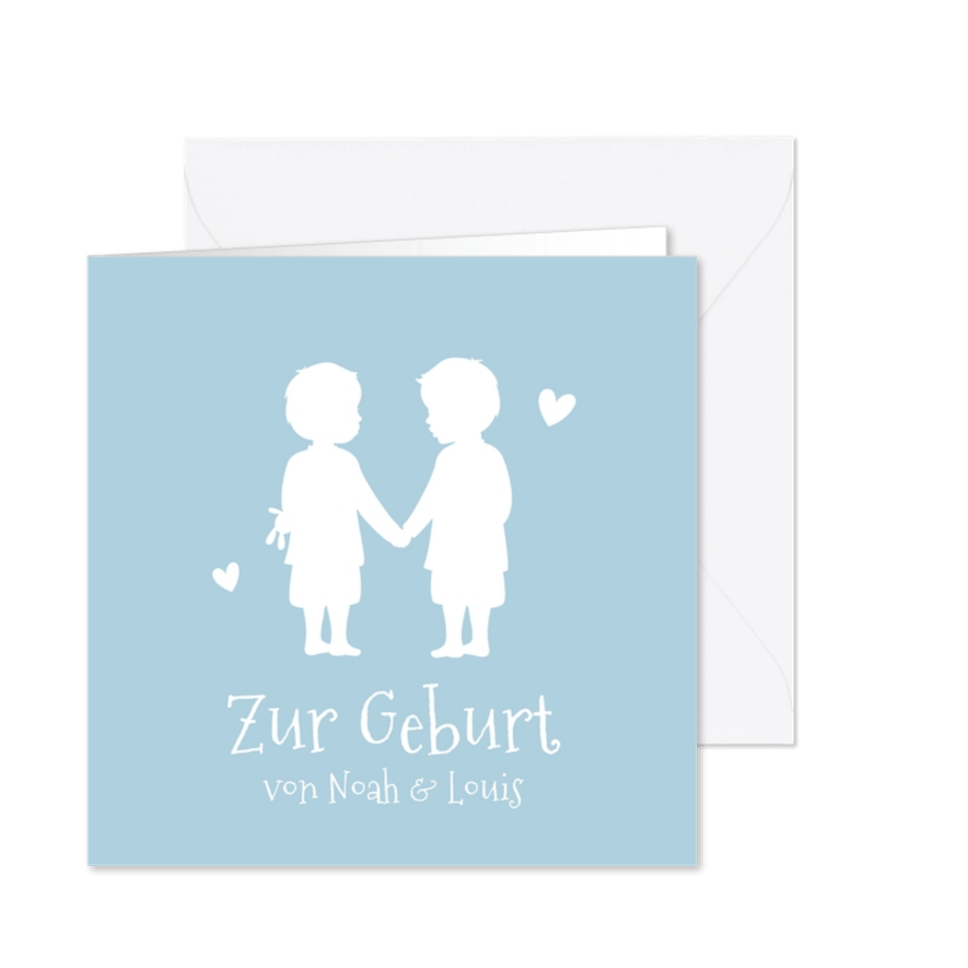 Glückwunschkarte Geburt Zwillingsjungen - Karteneindruck