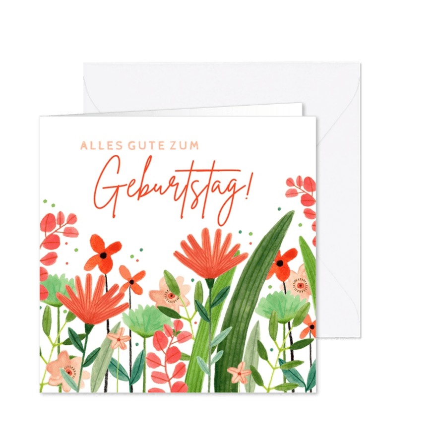 Glückwunschkarte Geburtstag Blumenwiese - Karteneindruck