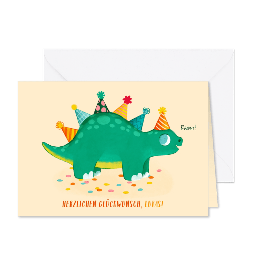 Glückwunschkarte Geburtstag Kind Dinosaurier - Karteneindruck