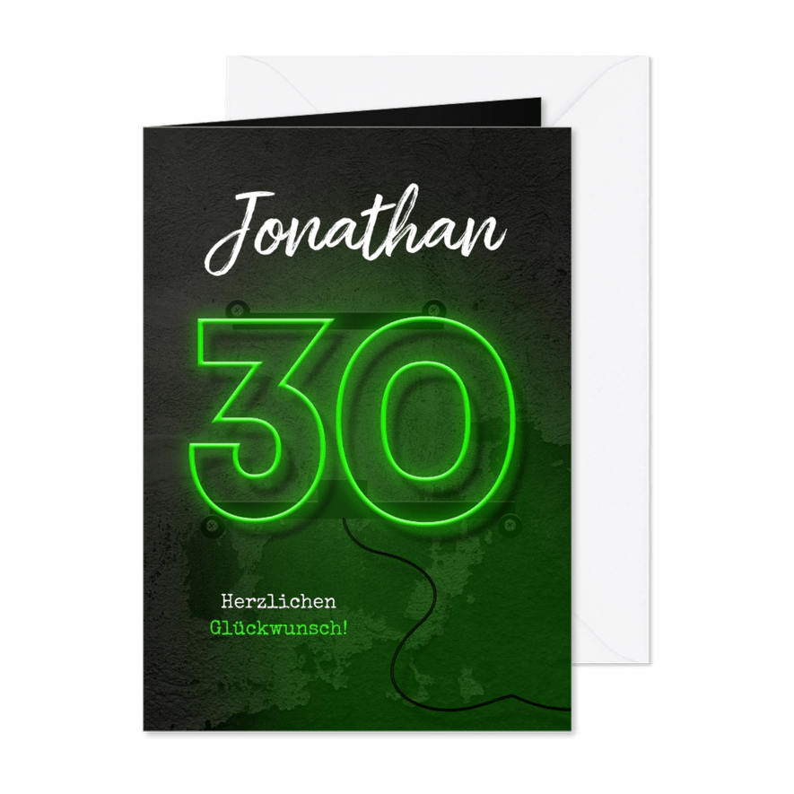 Glückwunschkarte Geburtstag Neon 30 - Karteneindruck
