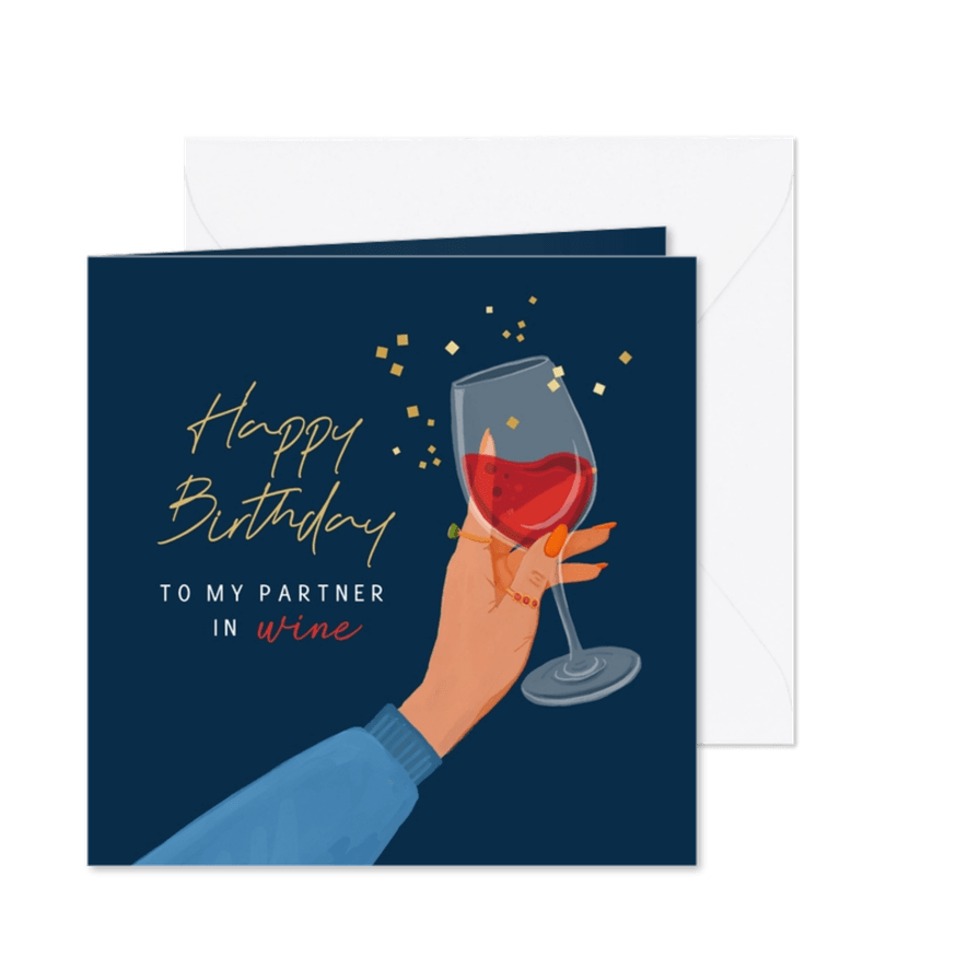 Glückwunschkarte Geburtstag 'Partner in Wine' - Karteneindruck