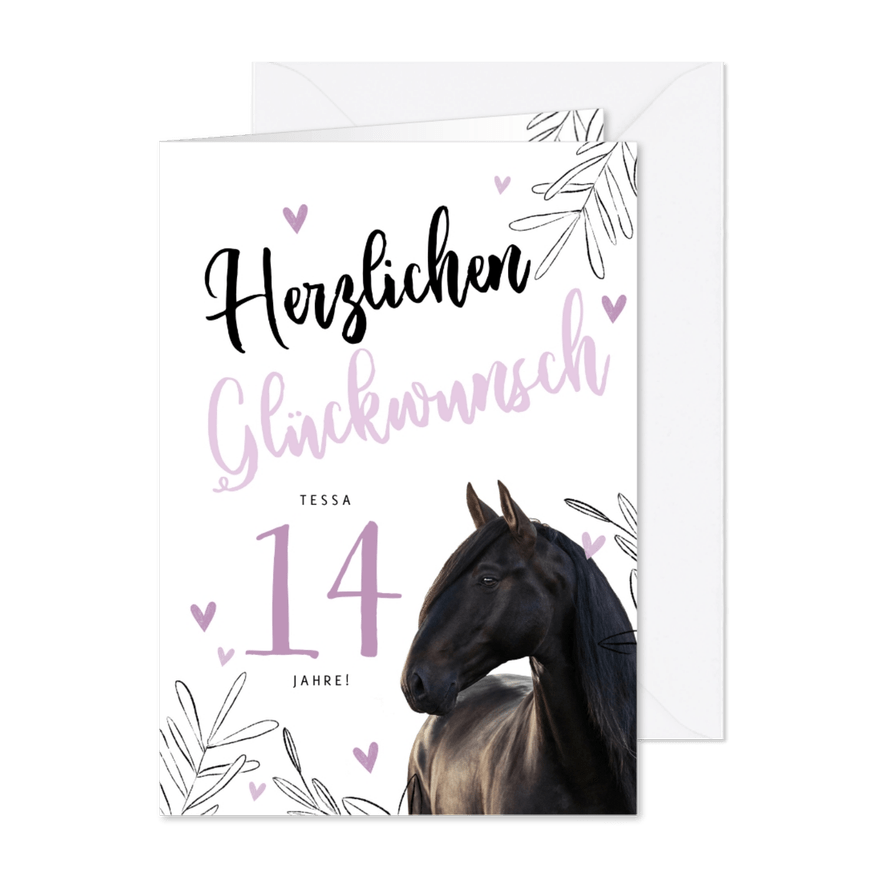 Glückwunschkarte Geburtstag Pferd - Karteneindruck