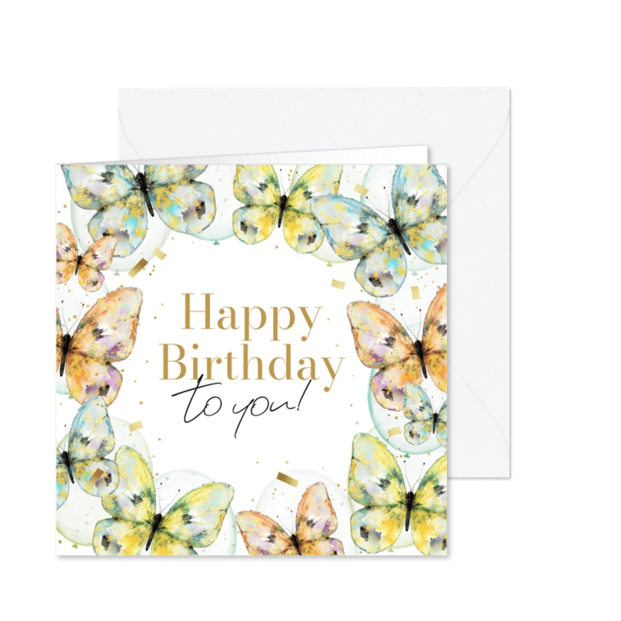 Glückwunschkarte Geburtstag Schmetterlinge - Karteneindruck