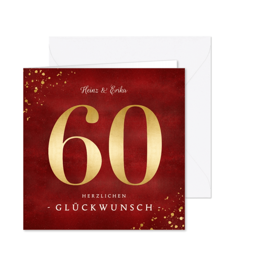 Glückwunschkarte goldene 60 Diamantene Hochzeit - Karteneindruck