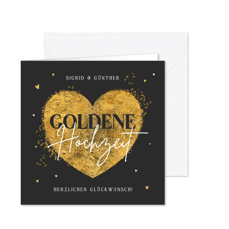 Glückwunschkarte Goldene Hochzeit Herz - Karteneindruck