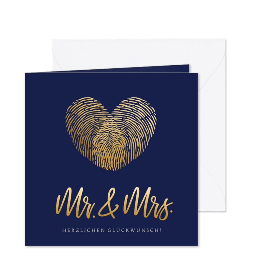Glückwunschkarte Hochzeit Mr. & Mrs. Fingerabdruck - Karteneindruck