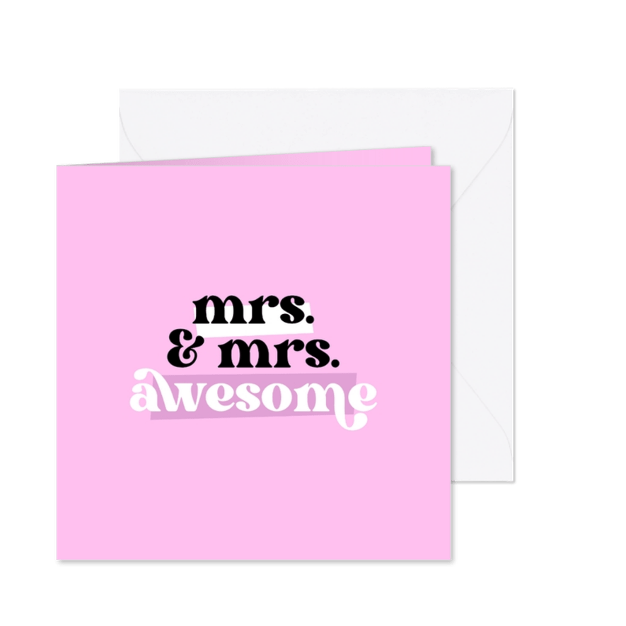 Glückwunschkarte Hochzeit 'Mrs. & Mrs. Awesome' - Karteneindruck