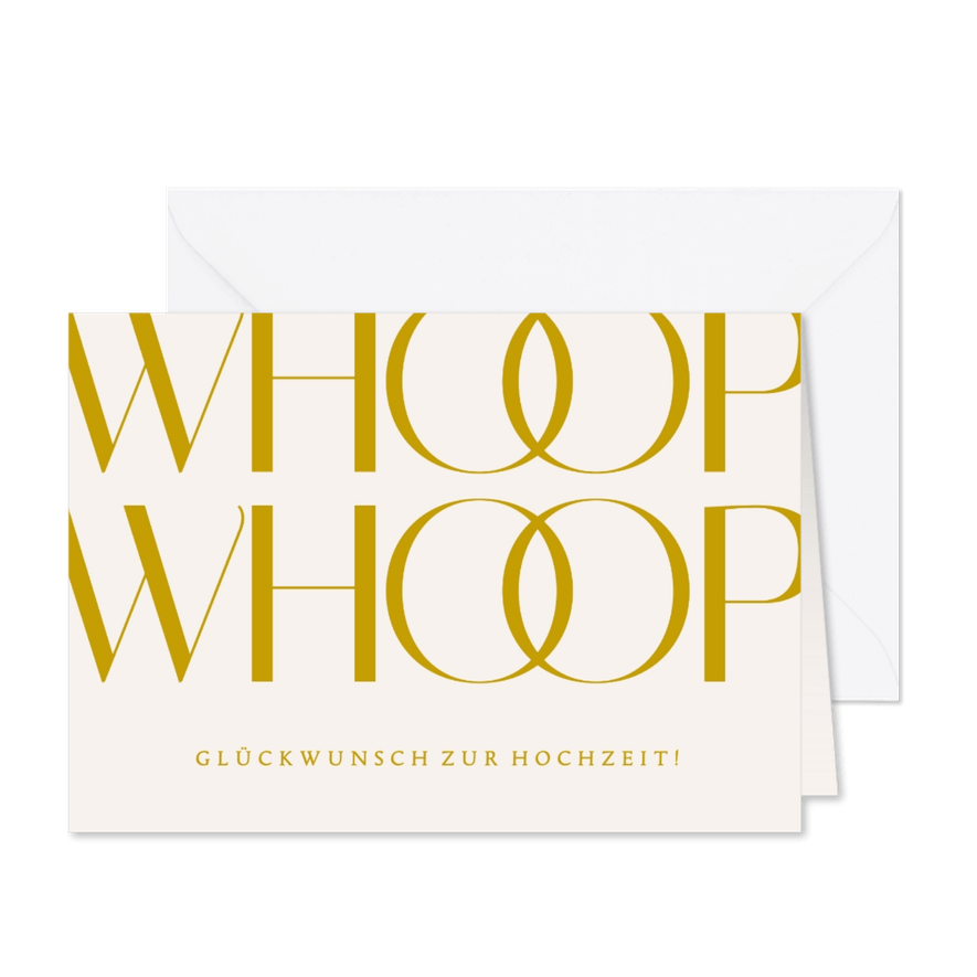 Glückwunschkarte Hochzeit 'Whoop whoop' - Karteneindruck