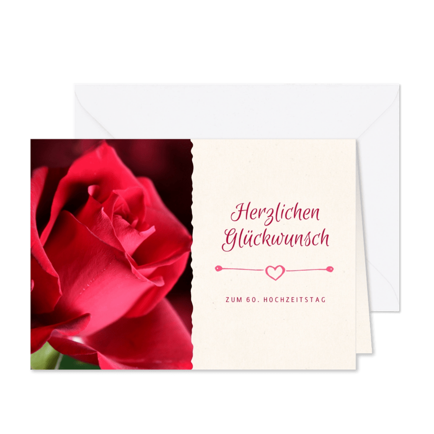 Glückwunschkarte Hochzeitsjubiläum rote Rose - Karteneindruck