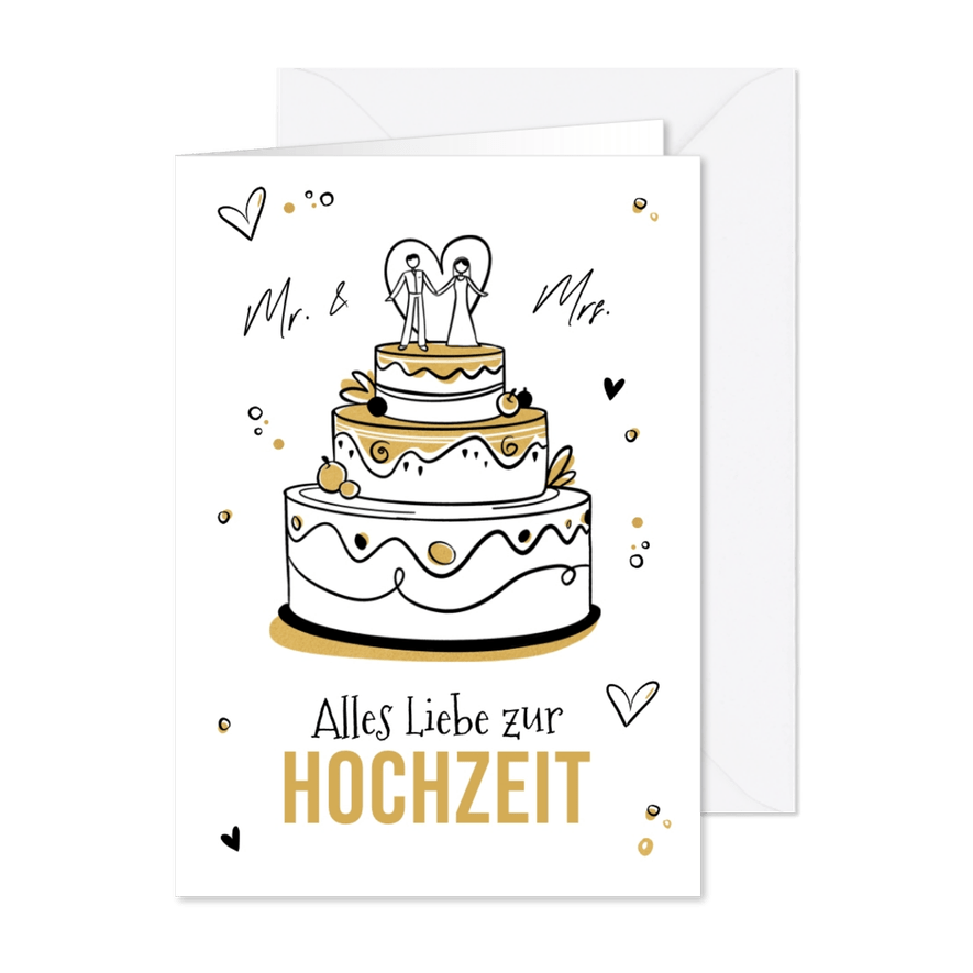 Glückwunschkarte Hochzeitstorte - Karteneindruck