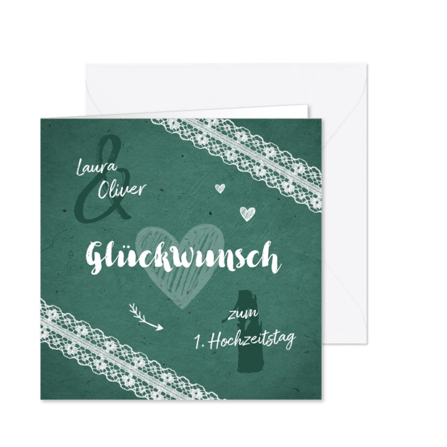 Glückwunschkarte Jubiläum 1. Hochzeitstag - Karteneindruck