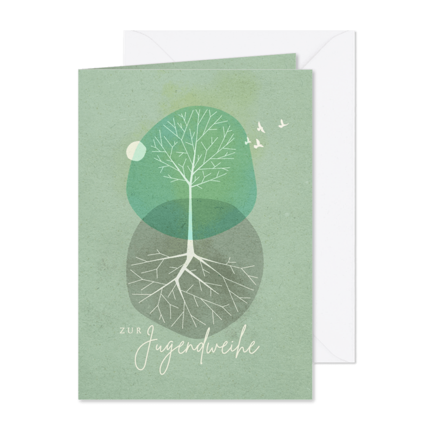 Glückwunschkarte Jugendweihe Baum Aquarell - Karteneindruck