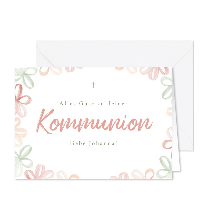 Glückwunschkarte Kommunion Frühlingsblumen - Karteneindruck