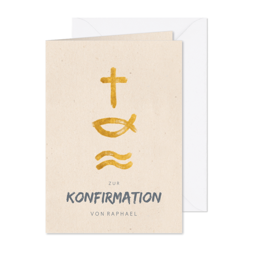 Glückwunschkarte Konfirmation christliche Symbole - Karteneindruck