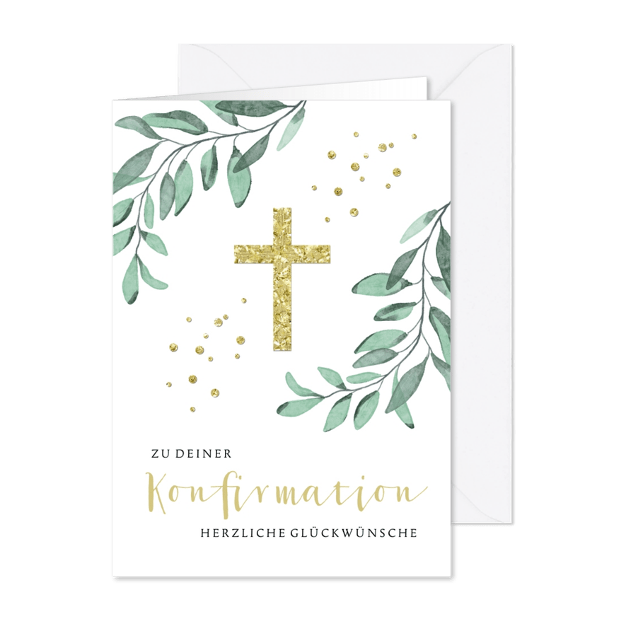 Glückwunschkarte Konfirmation Goldenes Kreuz - Karteneindruck