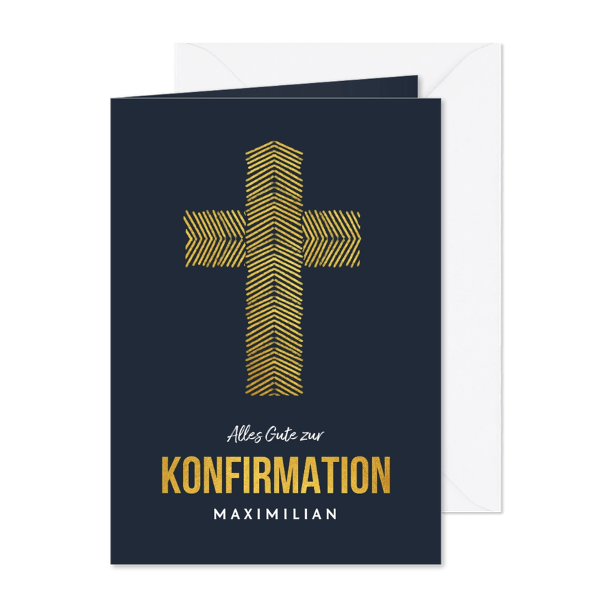 Glückwunschkarte Konfirmation Muster Goldoptik - Karteneindruck