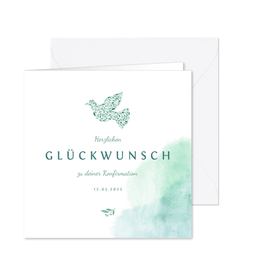 Glückwunschkarte Konfirmation Taube  - Karteneindruck
